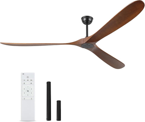 Inspired Maverick Style 88" Ceiling Fan, Extra Large No Lights, 3 Wood Walnut Blades, DC Motor, Reversible Propeller Outdoor Ceiling Fan for Patios, Exterior House Porch, Farmhouse Gazebo with Remote Control A101-B0D9815C7D