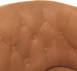 Modern Lounge Chair and Ottoman — Brown Faux Leather