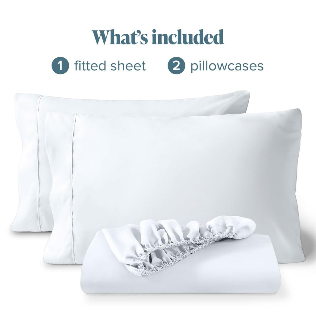 Ultra-Soft Fitted Sheet + Pillowcase Set (Twin XL, White)