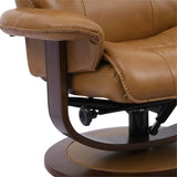 Modern Reclining Swivel Lounge Chair and Ottoman — Brown Leather