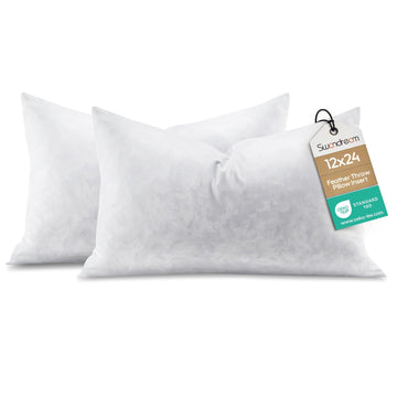 12x24 Feather Lumbar Pillow Inserts, Decorative Throw Pillow Inserts for Covers, Fuller Fit with Soft Support for Bed