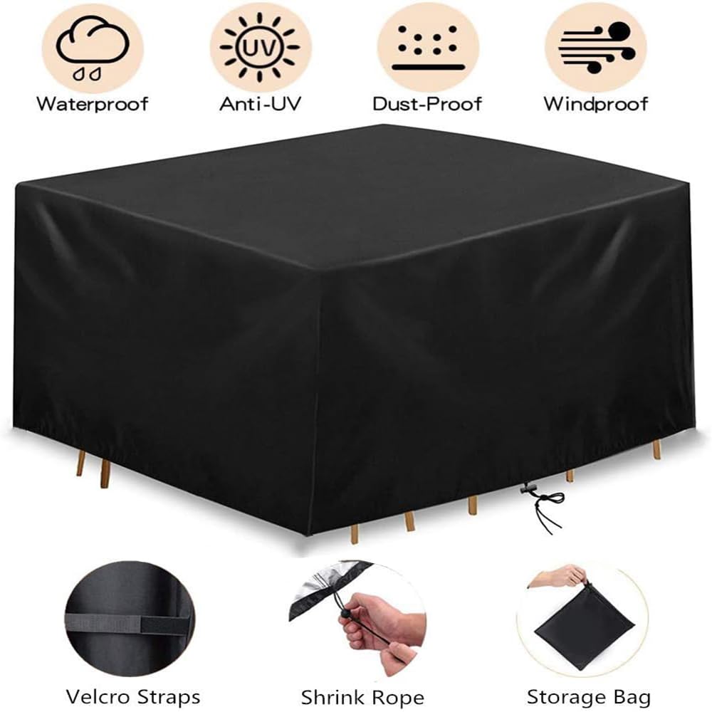 Fire Pit Cover, 34" x 34" x 30" Square Gas Fire Pit Cover, Waterproof 600D Heavy Duty Square Patio Fire Pit Table