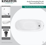 VTRS542827C310 54" Acrylic Oval Single Slipper Freestanding Tub with Drain, Glossy White/Matte Black