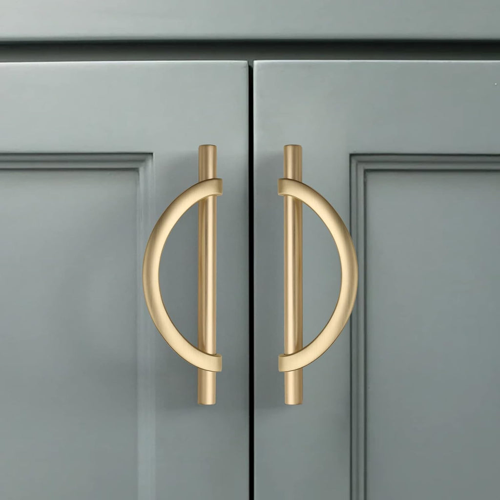 10 Pack Brushed Gold Cabinet Pulls 5 Inch(128MM) Hole Centers Kitchen Cabinet Handles Hardware Kitchen Handles for