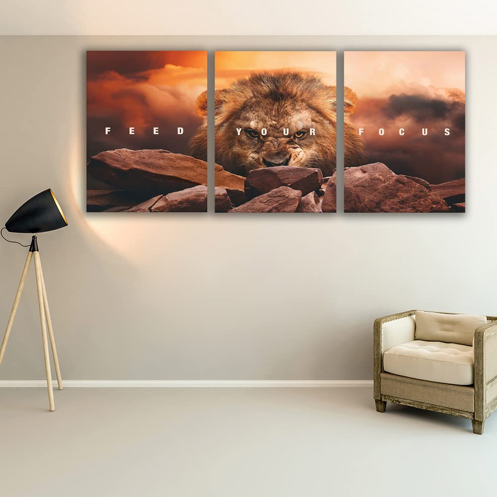 Motivational Wall Art Inspirational Wall Art 3 Pieces Canvas Poster Wall Painting Lion Artwork Bedroom Home Decor
