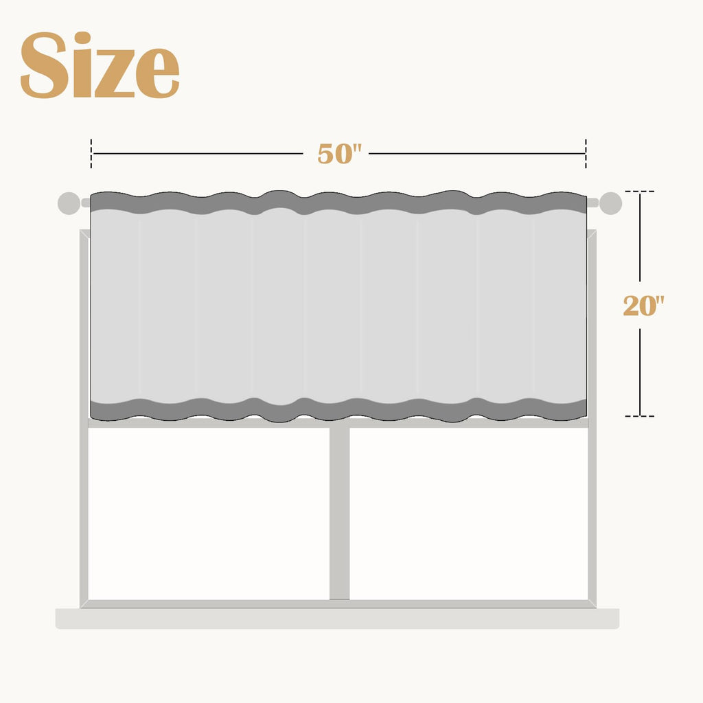 Blue Farmhouse Linen Valance Curtain 20 Inch Tie Up 1 Panel