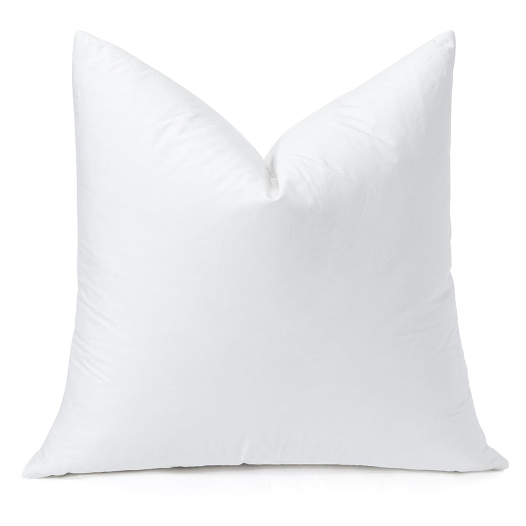 Pack of 1 Down and Feather Throw Pillow Inserts, 18 x 18 Soft Fluffy Square Pillow Inserts with 100% Cotton Cover