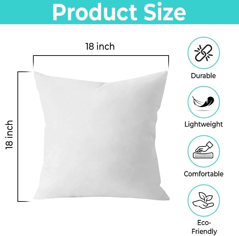 Throw Pillow Inserts (, White), 18x18 Inches - Premium Cushion Fillers for Sofa, Bed, and Home Décor (18x18 - Set of 5