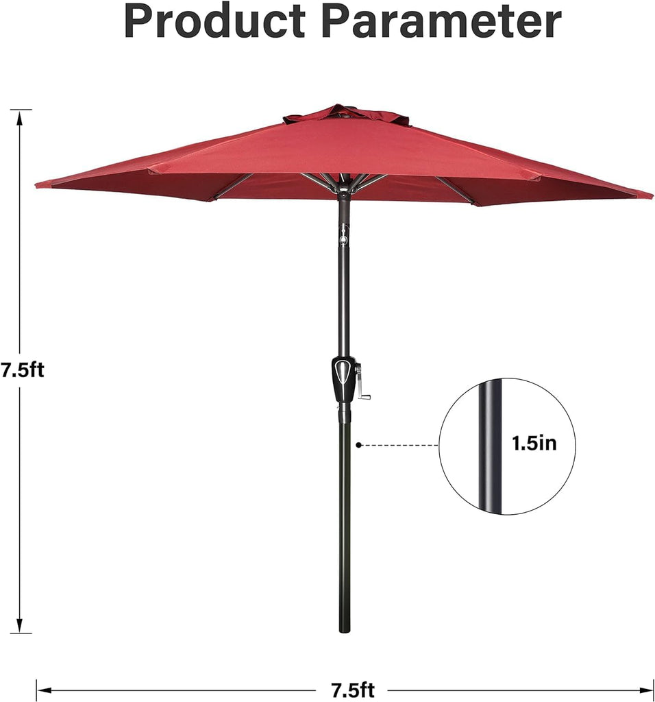 9' Patio Umbrella Outdoor Table Market Yard Umbrella with Push Button Tilt/Crank - Red