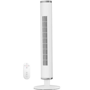 Bladeless Tower Fan with Remote, 6 Speeds, 4 Modes, 24H Timer, 60° Oscillation ,41-Inch,White