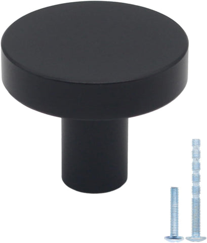 30 Pack Black Cabinet Knobs, Solid Dresser Knobs Kitchen Drawer Knob, Matte Black Single Hole Knob for Cabinets and