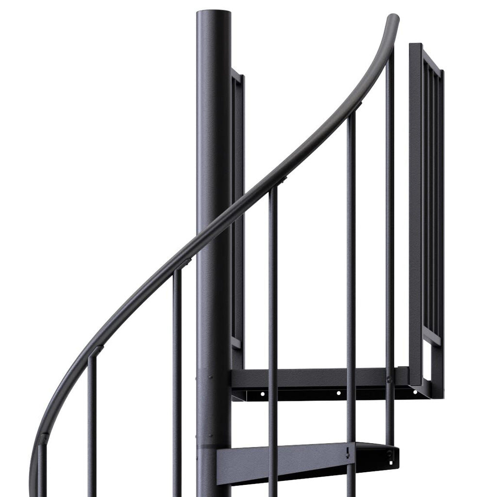 Condor Black Interior 42in Diameter, Fits Height 119in - 133in, 2 36in Tall Platform Rails Spiral Stair Kit