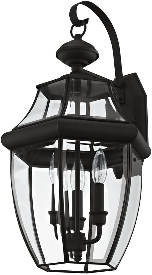 Monterey 3-Light Outdoor Wall Lantern with Clear Beveled Glass, 22.5 Inch - Bronze