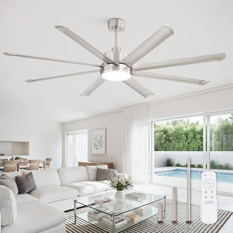 ZMISHIBO 72 Inch Nickel Ceiling Fan