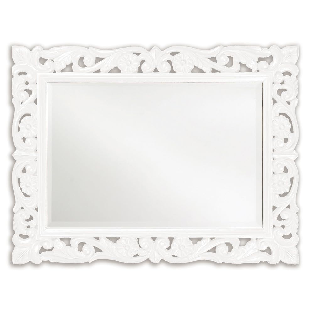 Chateau Rectangular Wall Mirror, Ornate Scroll Frame with Beveled Glass, Decorative Accent Mirror, Ready to Hang