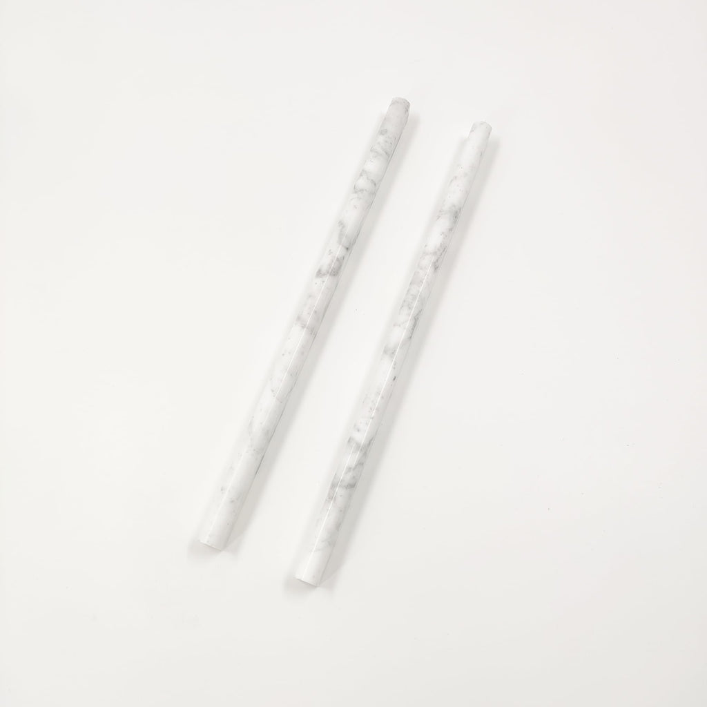 15 Pack 0.5"X12" Carrara White Marble Pencil Liner Tile, Polished Marble Tile Edge Trim Backsplash, Bathroom
