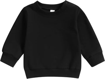 Toddler Baby Boy Girl Long Sleeve Crewneck Pullover Sweatshirt Sweater Outfits Solid Color Casual Clothes