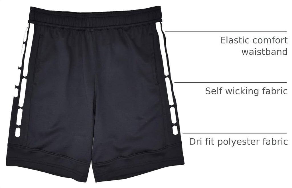 Boys Active Performance & Mesh Style Basketball Sport Shorts - Multi Packs