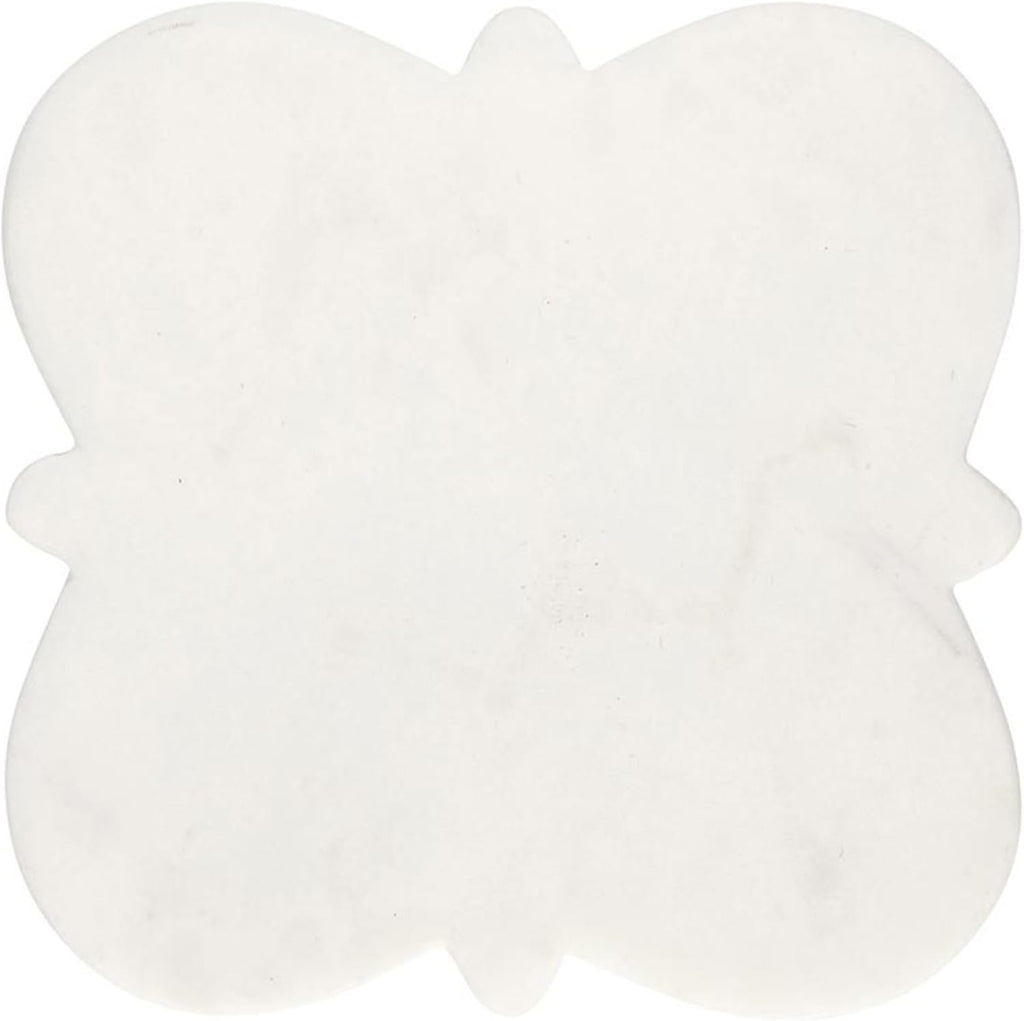 Marble Coasters for Drinks Arabesque Round Drink Coaster, White - Set of 4