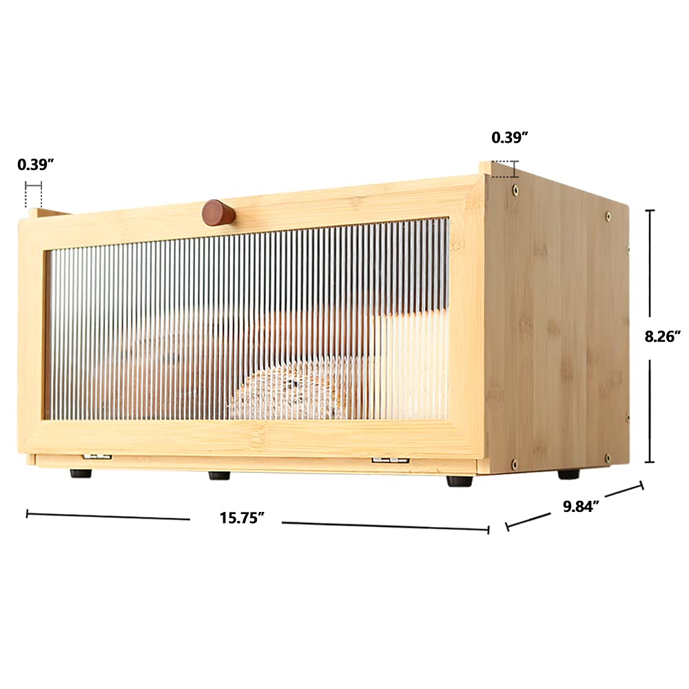 Bamboo Counter-Large Capacity Bread Storage Container Farmhouse with Window Bread Holder