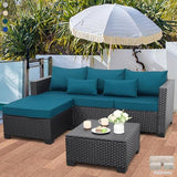 3-Piece Wicker Outdoor Patio Furniture Set | Peacock Blue All-Weather Resistant for Patio, Garden & Porch