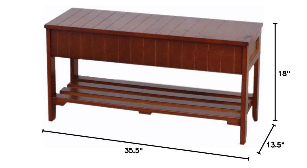 Quality Solid Wood Shoe Bench with Storage, Cherry