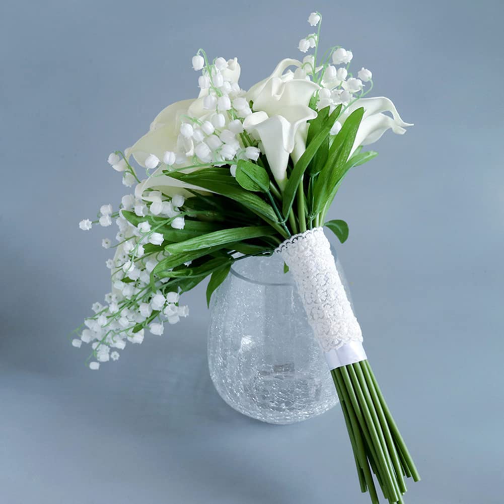 Wedding Bouquets for Bride, 10 Inch White Artificial Calla Lily