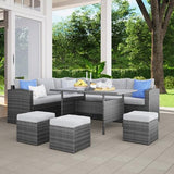 7-Piece Wicker Outdoor Patio Furniture Set - Conversation | Grey All-Weather Resistant for Patio, Garden & Porch