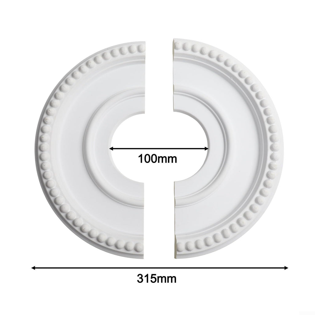 Round Split Ceiling Medallion Decorative, Light Fixture Cover Plate, PU Material White Vintage, Design With 12.4 Inch