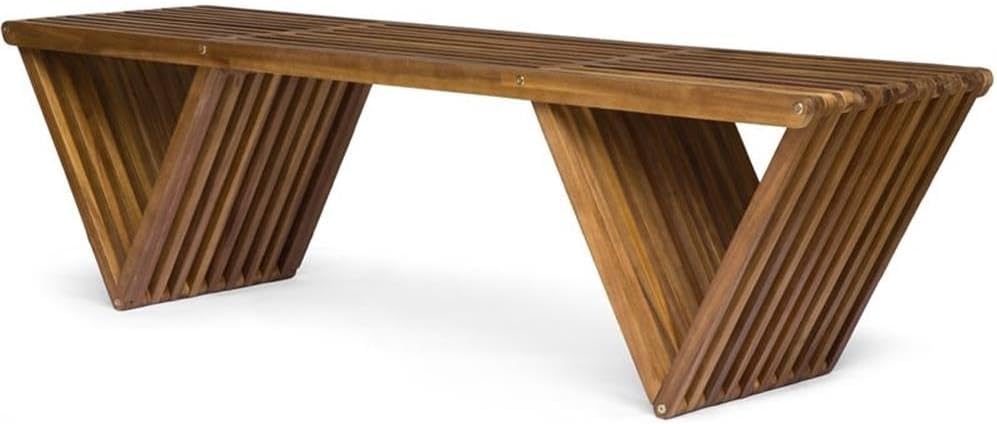 Esme Outdoor Acacia Wood Bench, Teak Finish