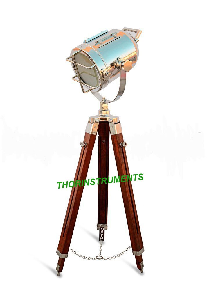 Nautical Spotlight Collectable Designer Searchlight Spot Light Studio Tripod Floor Lamp Rustic Vintage Home Decor