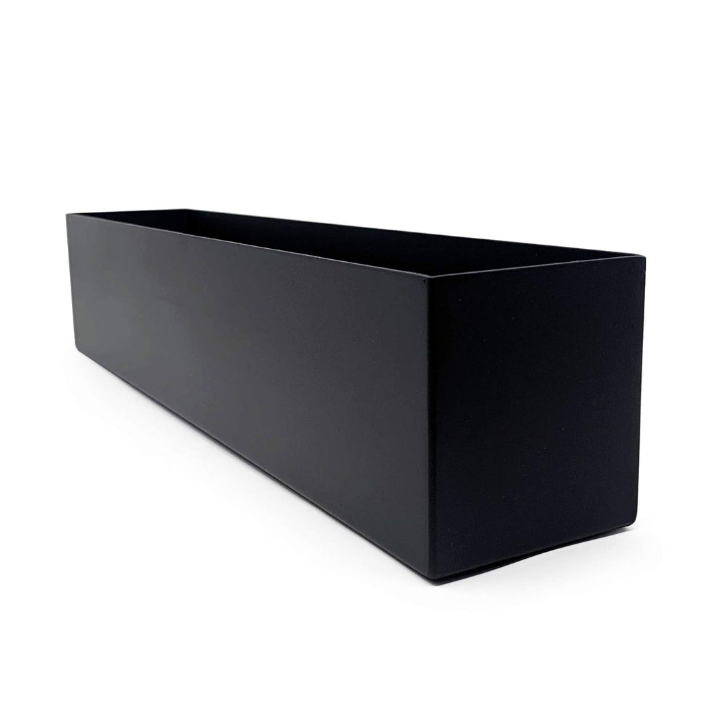 Modern Metal Trough Rectangle Planter 16 inch, Black
