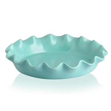 Ceramic 11.5 Inches Pie Pan for Baking, Deep and Fluted Porcelain Round Pie Dish, Non-Stick Pie Plate for Pumpkin