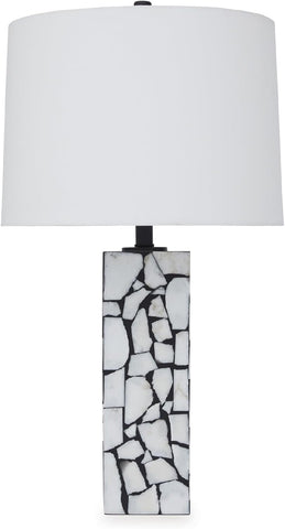 Signature Design by Ashley Macaria Modern Table Lamp with 3-Way Switch, White & Black