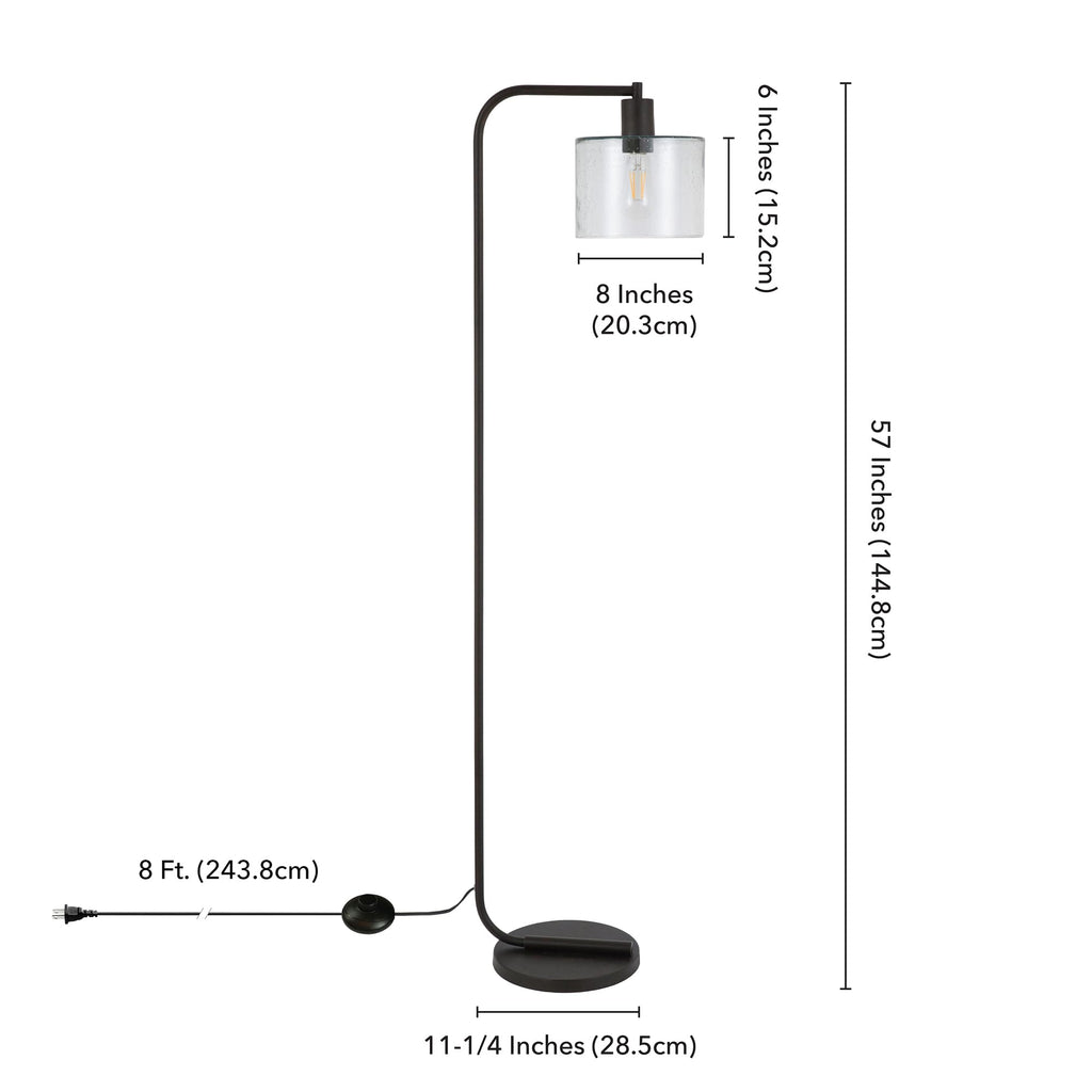 57" Industrial 1-Light Floor Lamp, Black