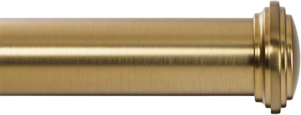 Window Curtain Rod Decorative End Cap Design, 1 Inch Rod, 28 to 48 Inch. Warm Gold