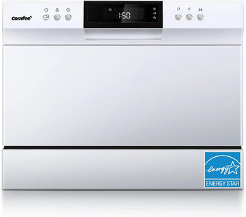 Portable Mini Dishwasher, Countertop, 6 Place Settings, with 8 Washing Programs, Speed, Baby-Care, E