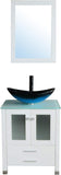 24" Bathroom Vanity Tempered Glass Vessel Sink Combo Cabinet Countertop Sink Bowl w/Mirror Set (Blue Oval)
