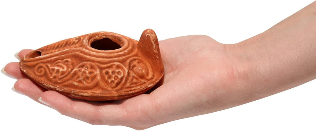 Biblical Herodian Clay Oil Lamp with Bethlehem Olive Oil - Authentic Holy Land Replica with Gift Bag & Certificate