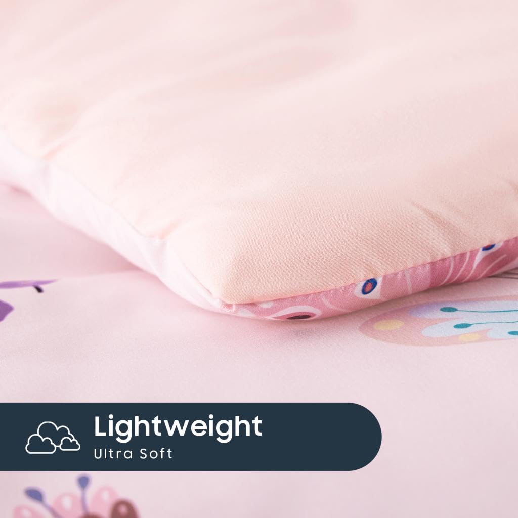 Butterfly Toddler Bedding Set for Girls, Cute Colorful Butterfly with Floral Flowers, 4 Pieces Soft Crib Bed Set
