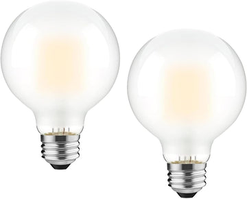 E26 G25 LED Globe Bulbs, 6W (60W Eq), 2700K Soft White Vanity Bulbs, 2Pack