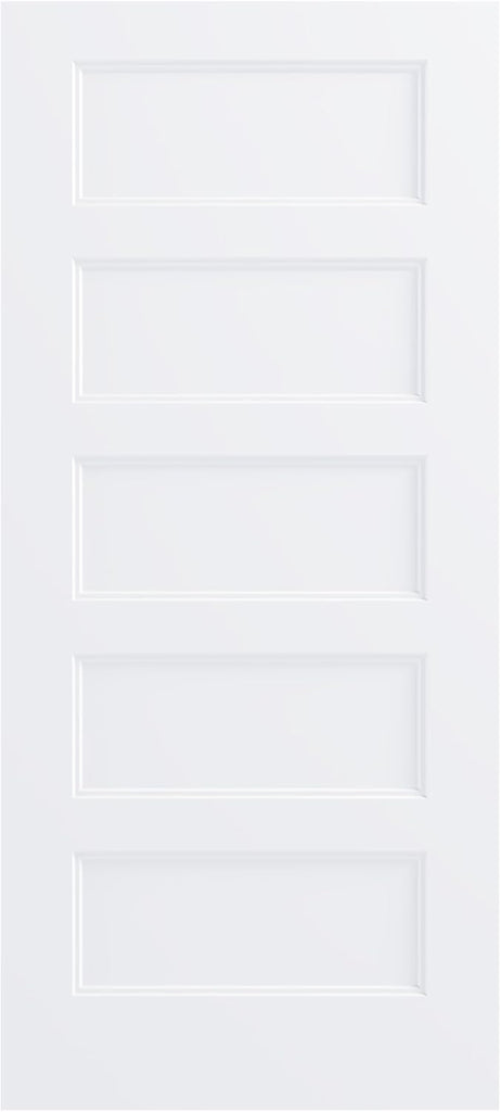 36"x80" 5-Panel Shaker Style White Primed Hollow Core Interior Molded Door Slab, NOT Pre-drilled and NOT Included