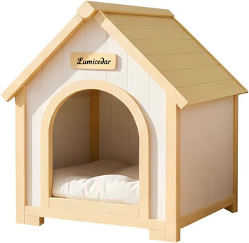 Natural Solid Wood Pet House, Outdoor Indoor for Small Dog & Cat