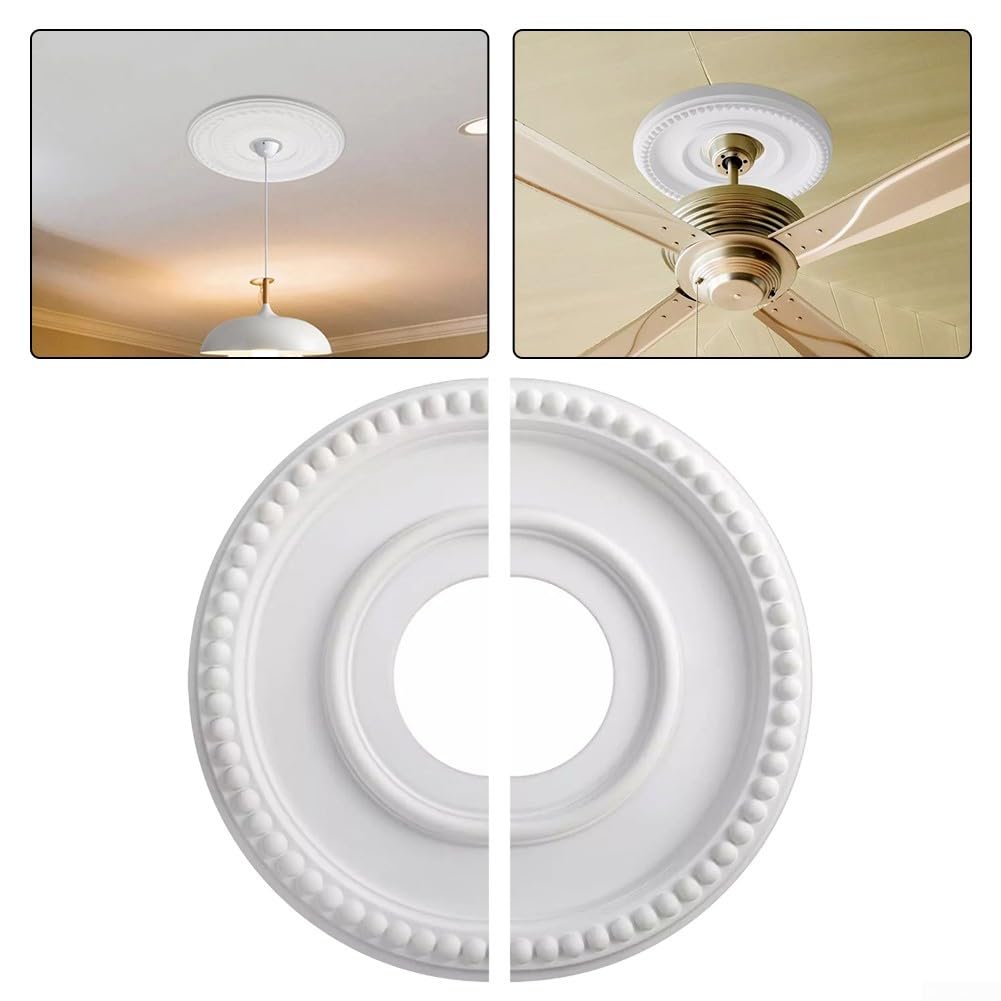 PU Split Ceiling Medallion 315mm Round Medallions Ornament for Chandelier Fan Light Fixture Living Room Bedroom