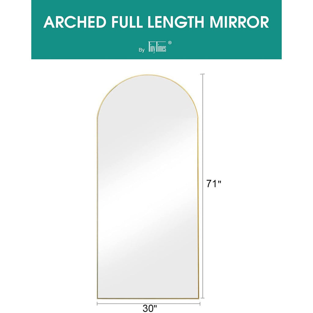 Full Length Mirror, 71′′x30′′Arched Large Floor Body Mirror (Gold)