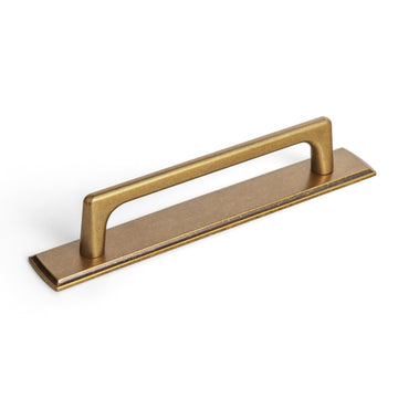 2 Packed Antique Brass Cabinet Pulls with Long Backplate-5''(128MM) Hole Centers Drawer Pulls