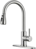 Kitchen Faucets with Pull Down Sprayer, Brushed Nickel High Arc Single Handle Stainless Steel Sink Faucet for 1 or 3