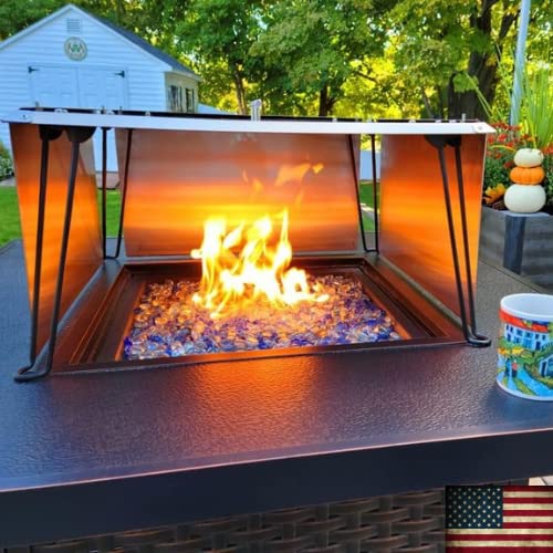 Premium Heat Deflector System with 3 Stainless Steel Sides Turns Your FIRE Pit INTO a Warm and Cozy Outdoor Fireplace!