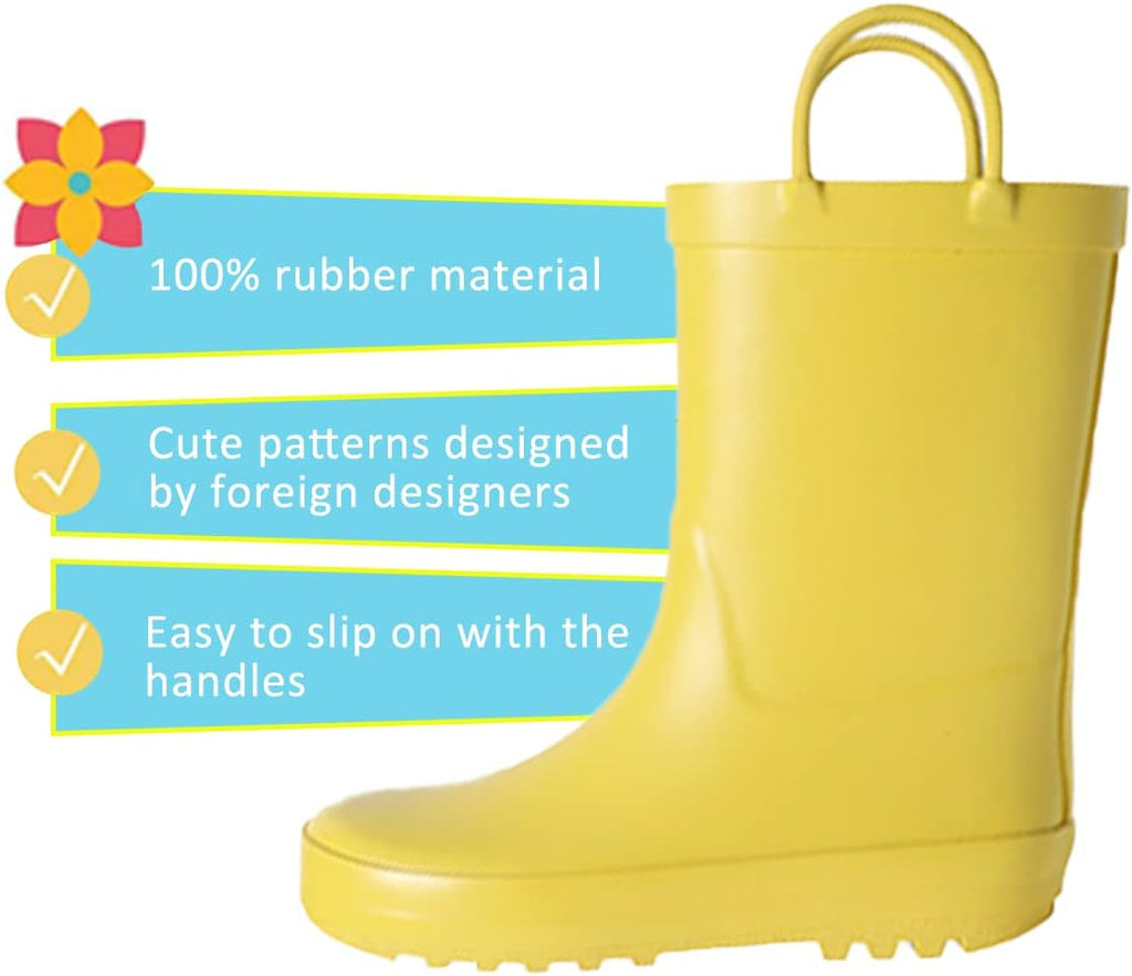 Kids Rain Boots, Toddler Rain Boots Waterproof Rubber Kids Rain Boots for Girls and Boys with Fun Patterns