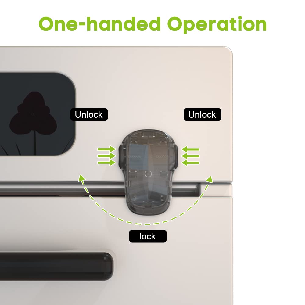 1 Pcs Baby Safety Oven Door Lock, Double Button Oven Lock Safety (Clear-Black)